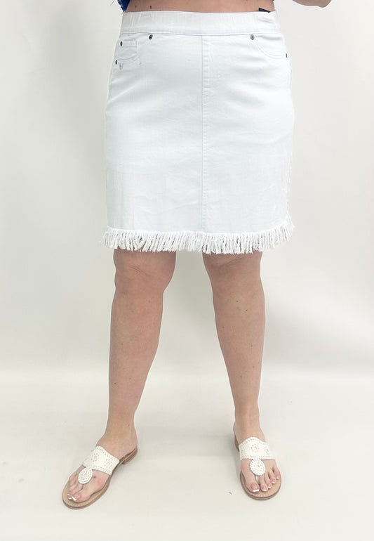 Slim Sation by Multiples #M25712WM White Jean Skort