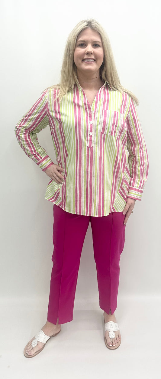 A'la Carte #L15319BM Pink Stripe  Top