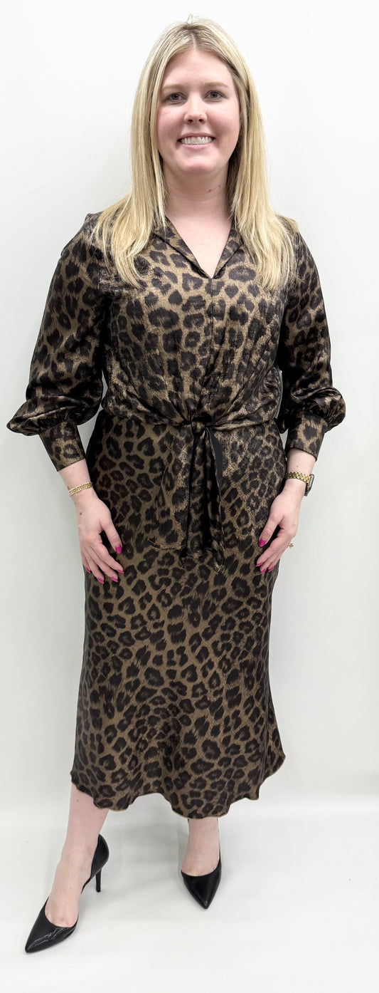 Karen Kane #3L36000 Leopard Long Sleeve Tie Front Top