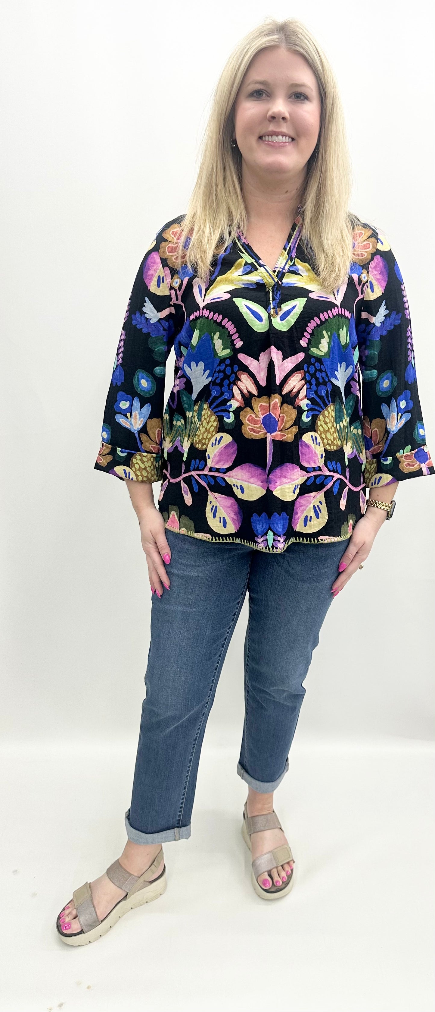 Tru-Luxe #T35348BM Multi Blouse