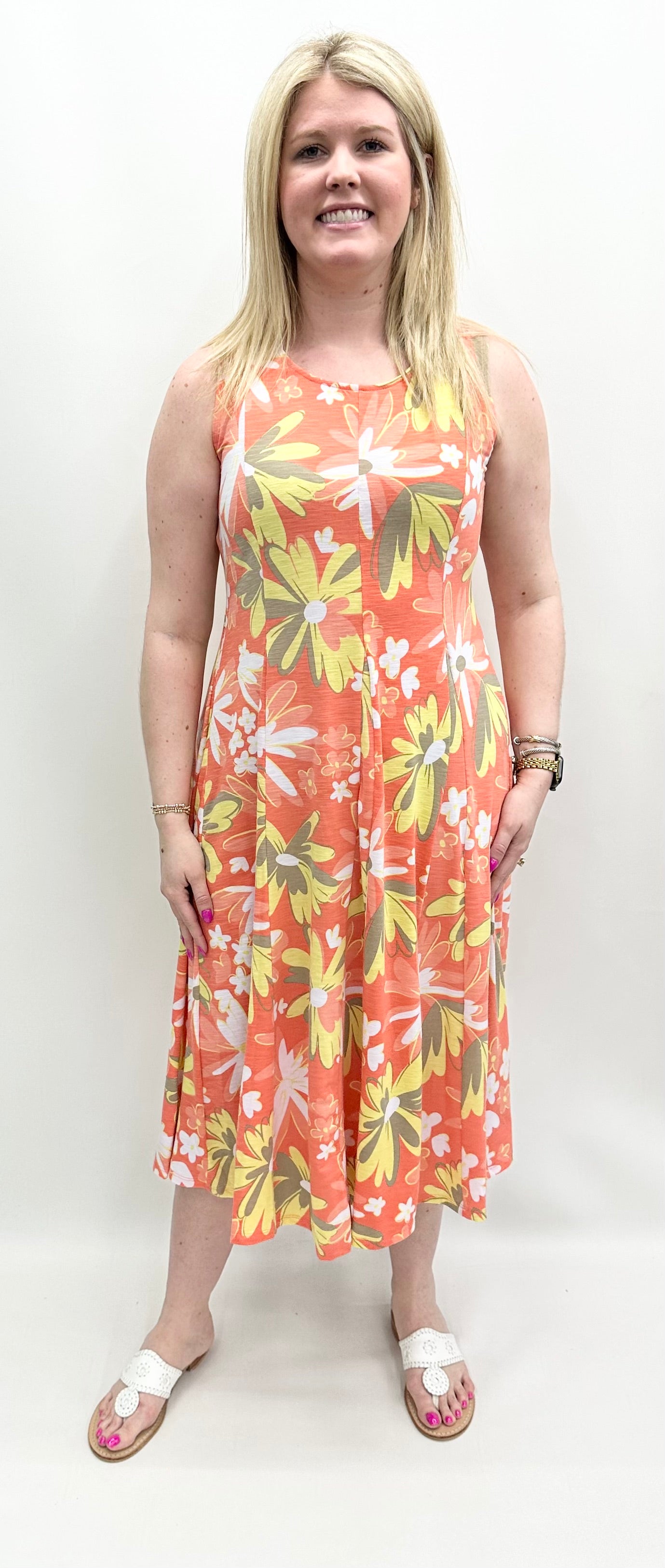 Multiples "Island Tropics" #M25108DM Melon Print Knit Dress