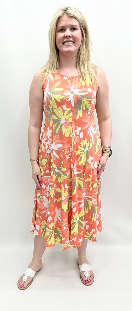 Multiples "Island Tropics" #M25108DM Melon Print Knit Dress