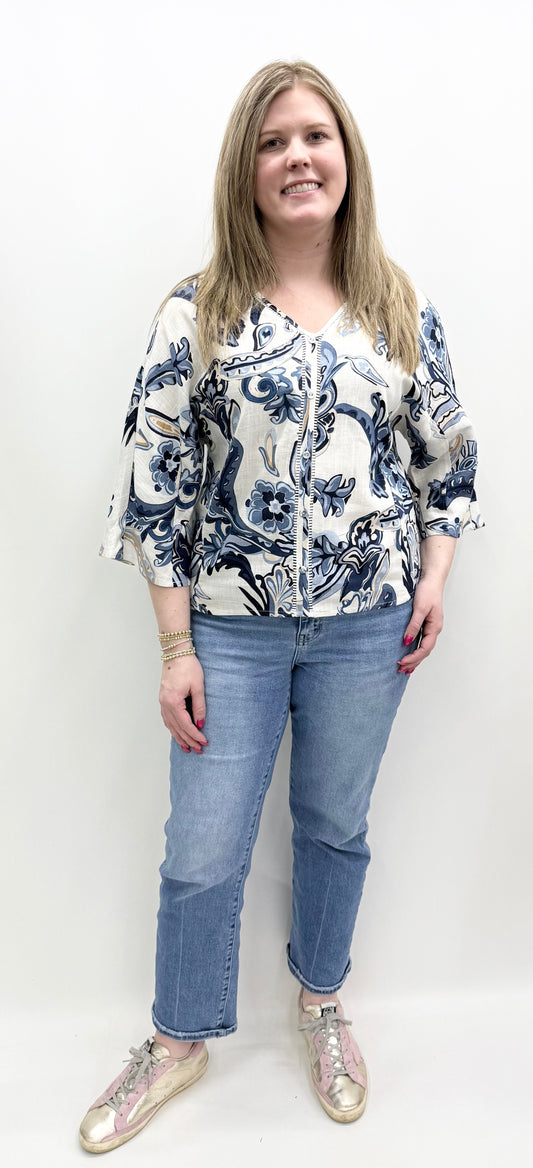 Charlie B. #C4650-787A Paisley Dolman Sleeve Top
