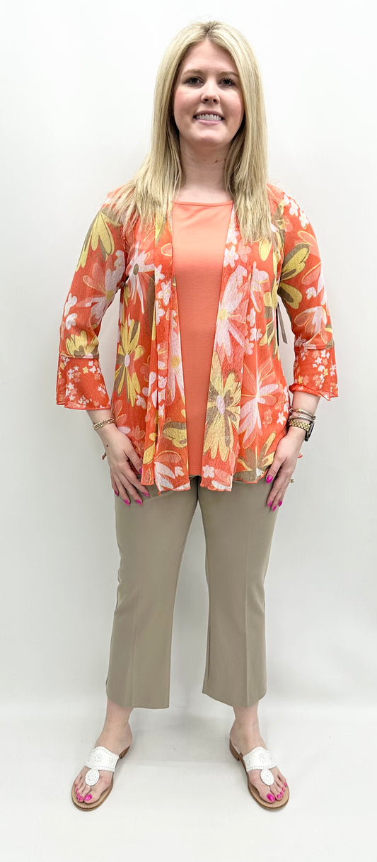 Multiples Island Tropics #M25106JM Melon Print Cardigan