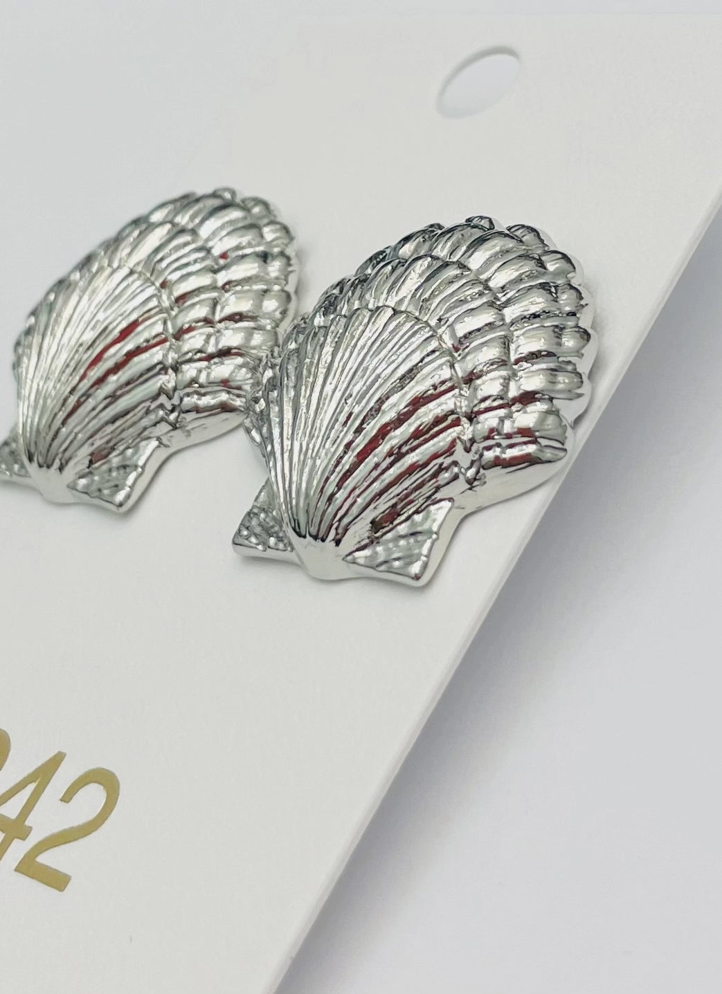 Simple Shell Stud Silver Earring