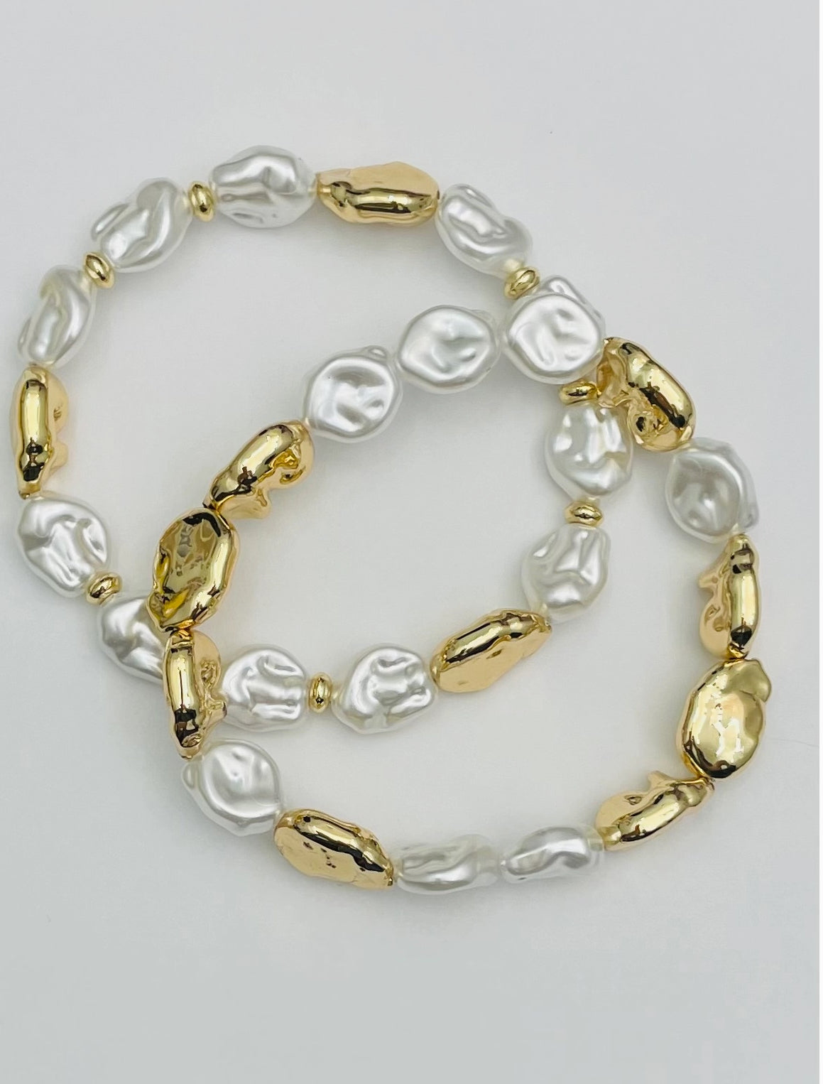 Chic - Baroque Pearl & Gold Nugget (2-pcs) BR160