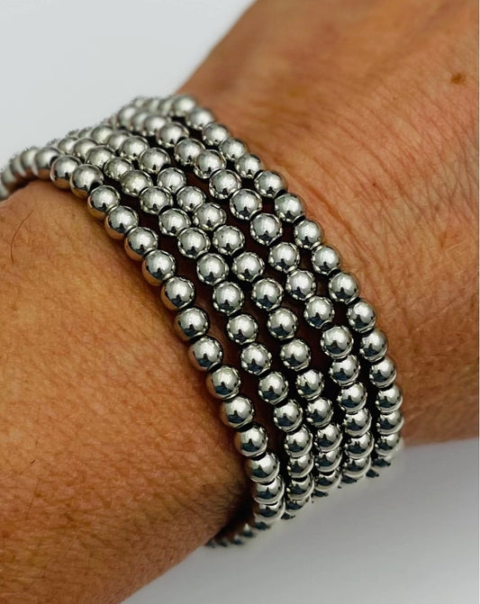 Chic - 5-strand Silver Ball Bracelet (Silver) BR134