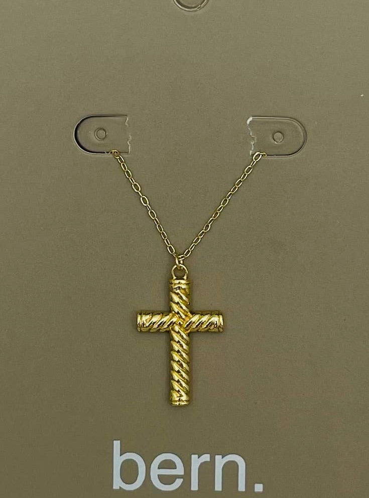 Golden - Twisted Cross Necklace (Gold) BNK227