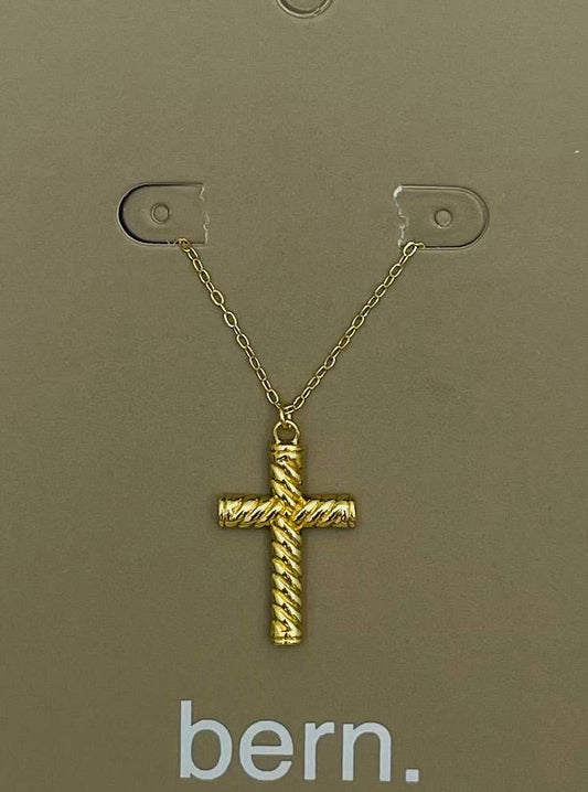 Golden - Twisted Cross Necklace (Gold) BNK227