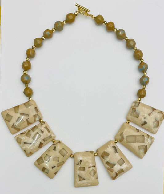 Spring - Beaded Block Collar (Neutral) NK250
