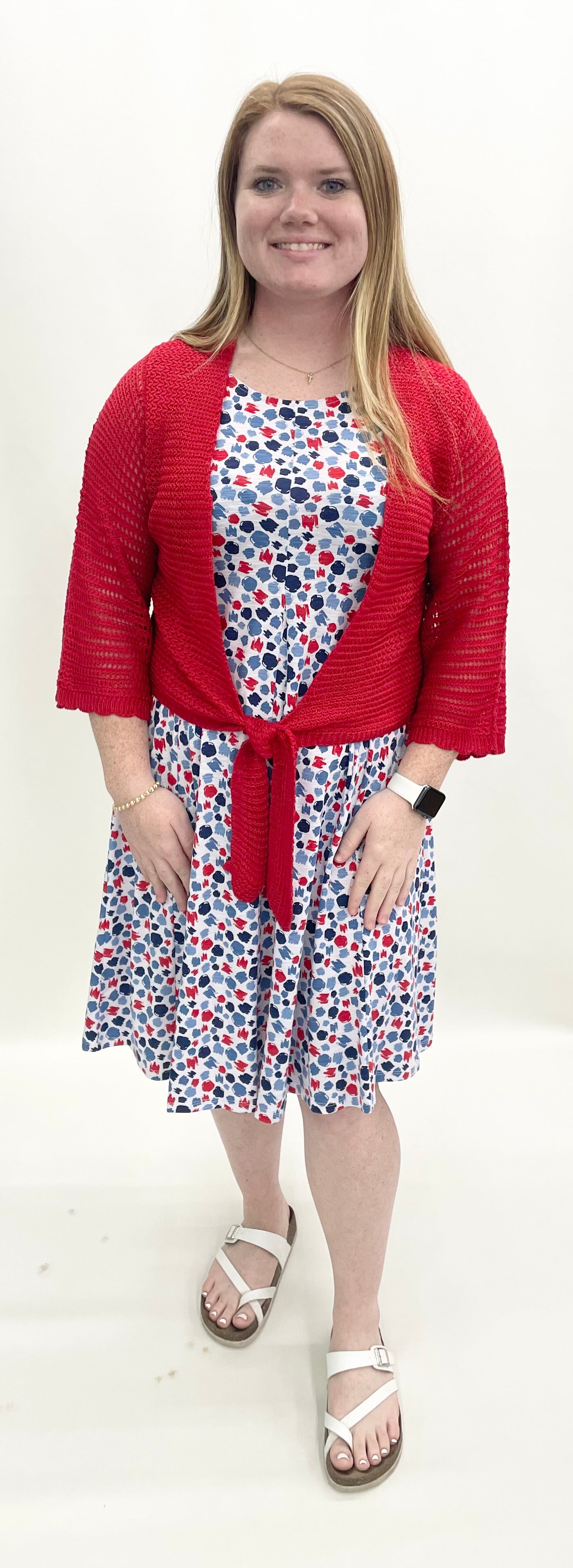 Multiples #M26105KM Fiery Red Sweater Knit Cardigan