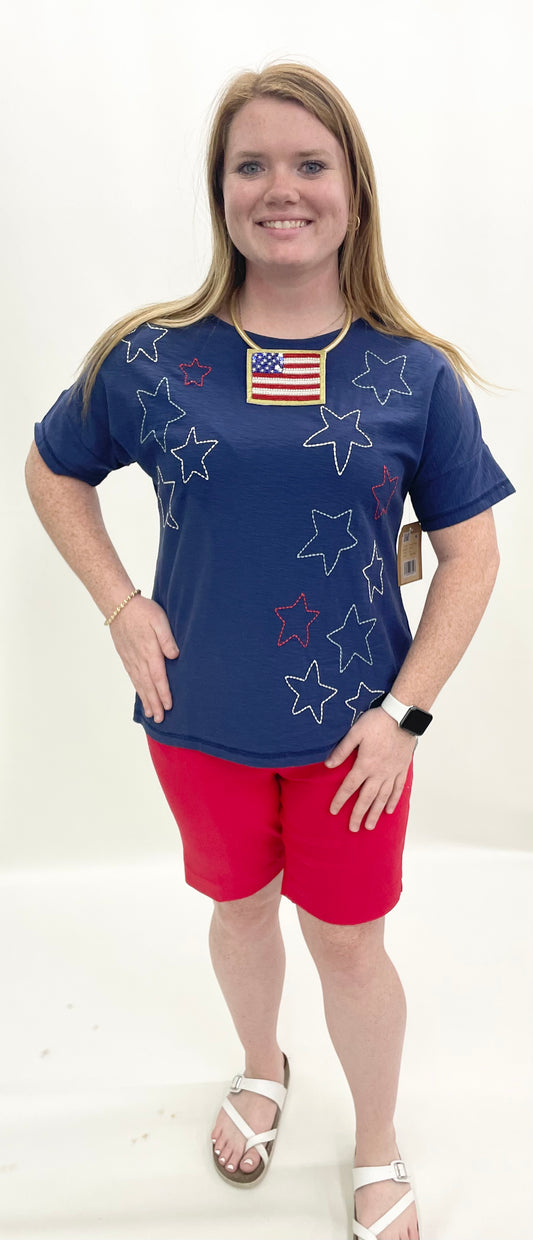 Tru-Luxe #T26492TM Navy Star Top
