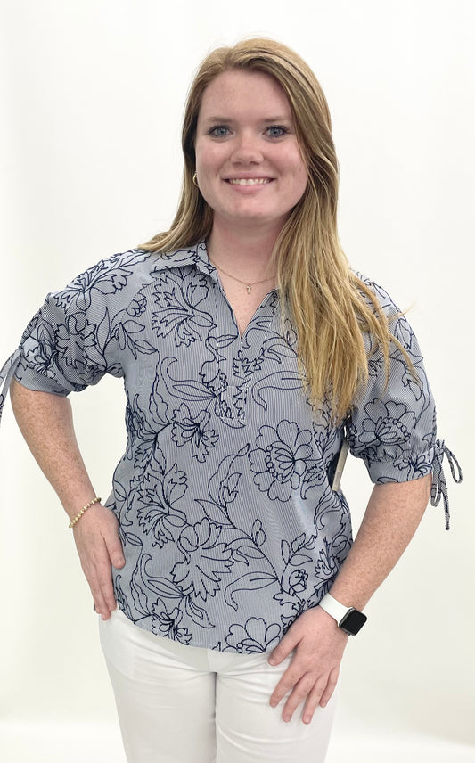Tru-Luxe #T26489BM Navy Stripe Top
