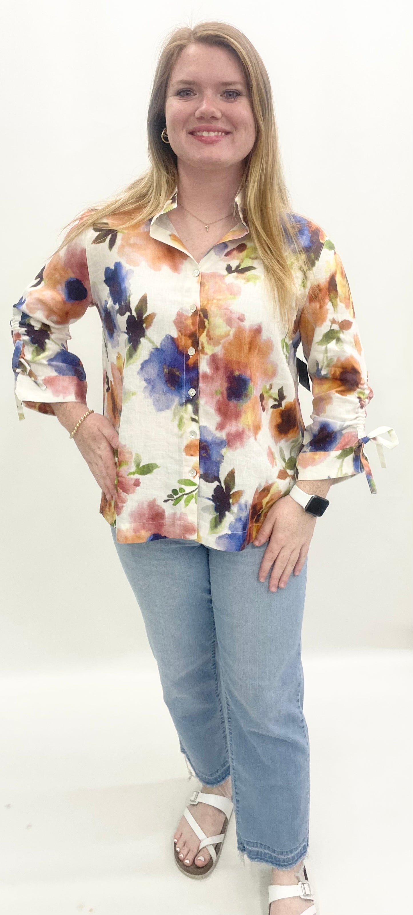 John Mark #J26641BM Flower Power Blouse w/ Wire Collar