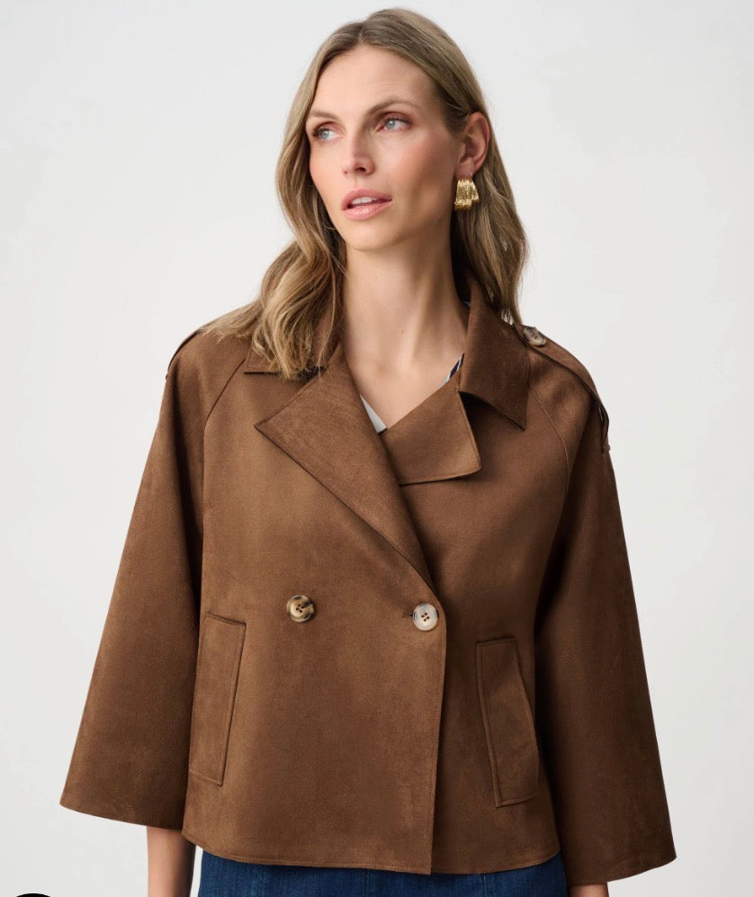 Jospeh Ribkoff #26300-15 Brown Scuba Suede Boxy Jacket