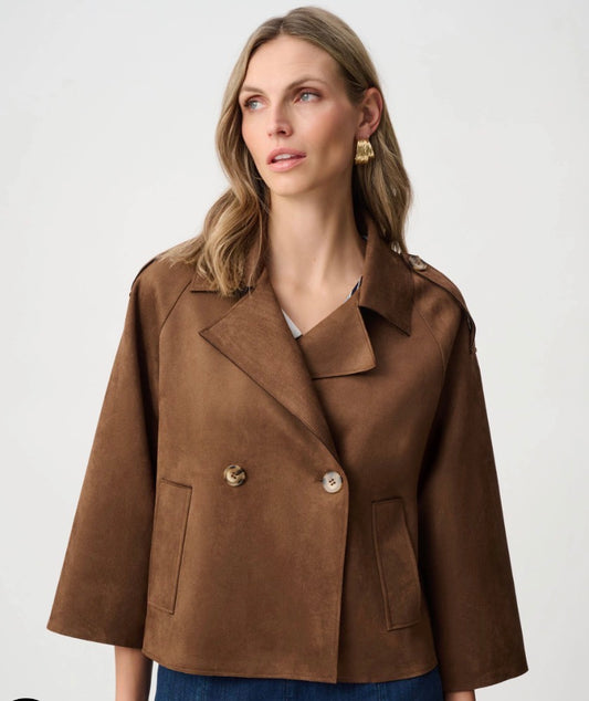 Jospeh Ribkoff #26300-15 Brown Scuba Suede Boxy Jacket