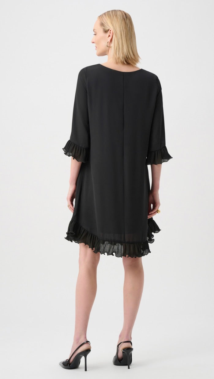 Joseph Ribkoff #263189-11 Georgette Ruffled-Trim Trapeze Dress