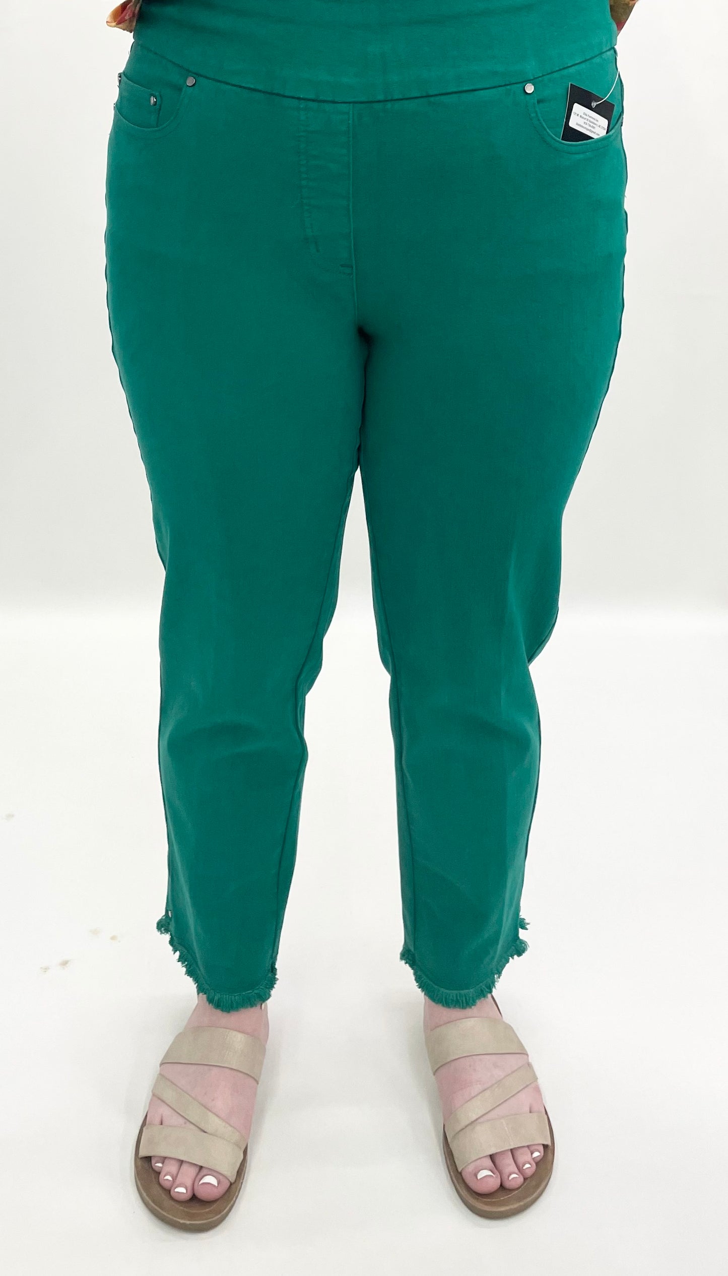 Slim Sation by Multiples #M35714PM "Luna" Deep Green Ankle Jean