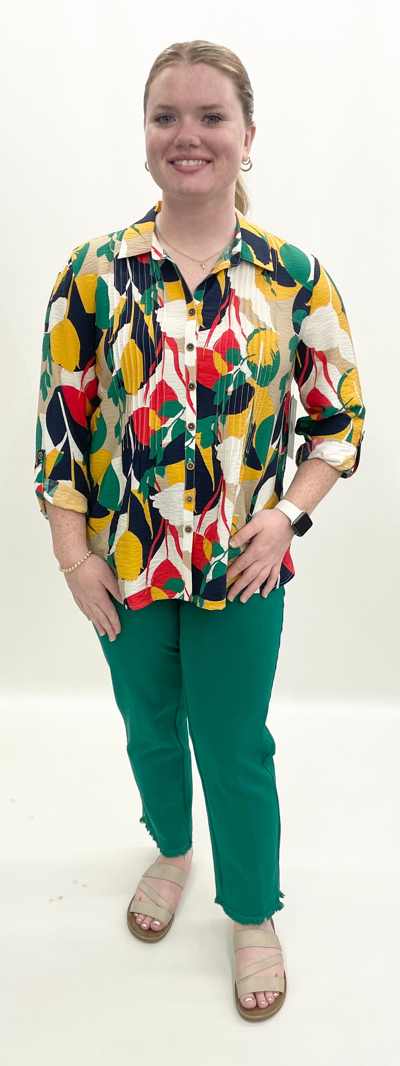 Multiples #M36107BM Circle Print Shirt