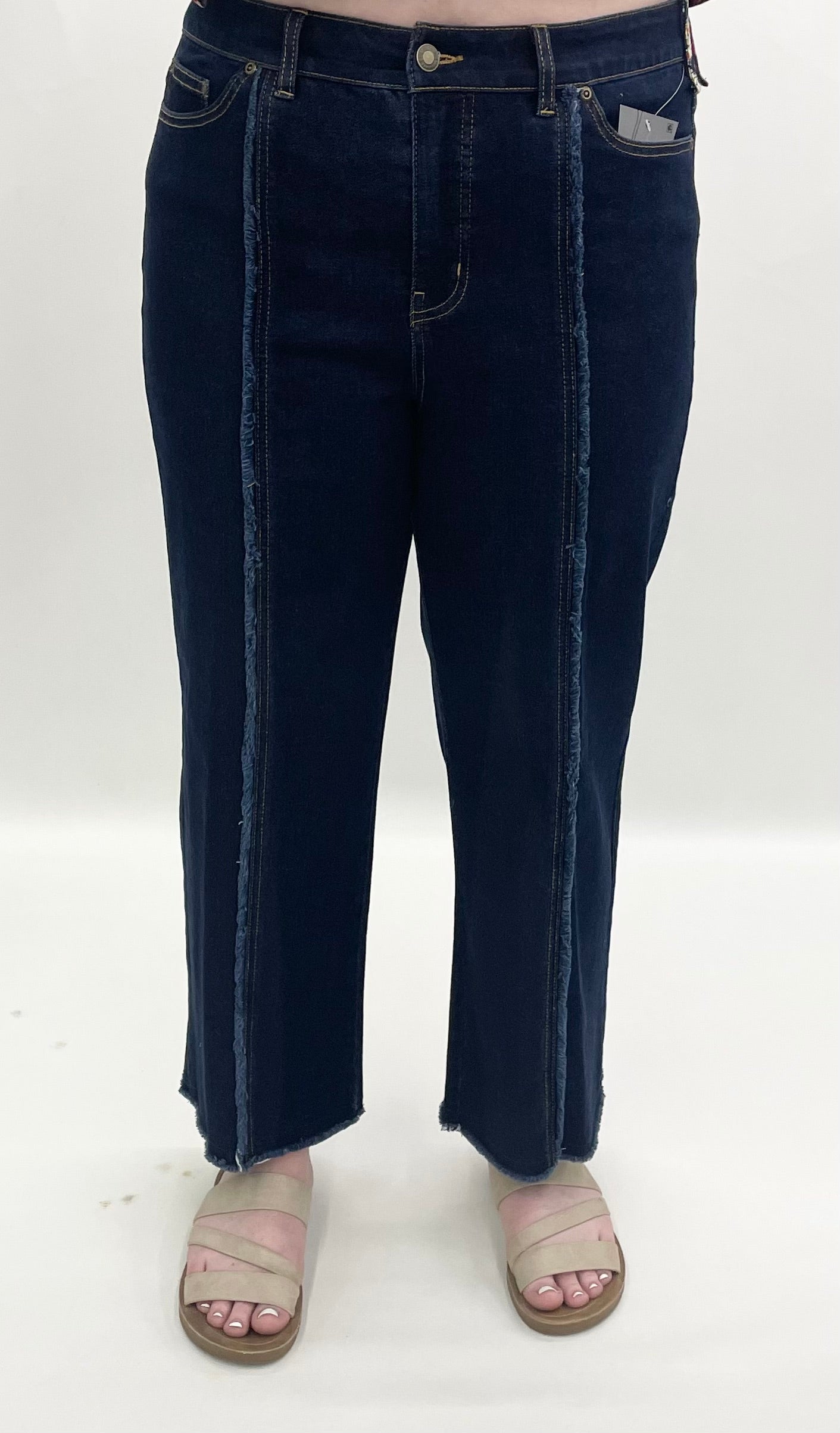 Slim Sation by Multiples #M36715PM MID INDIGO Crop Pant