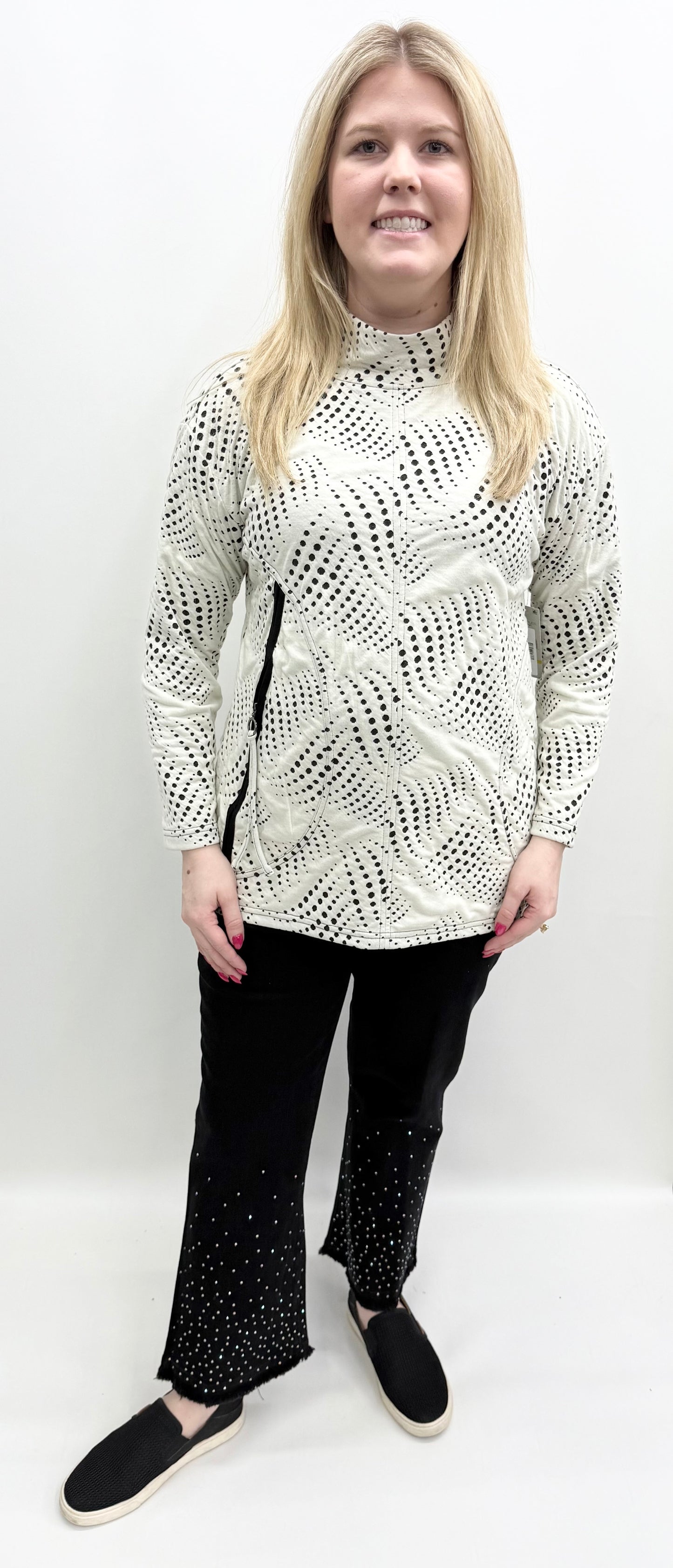 Multiples #M45603TM Winter White Long Sleeve Hi-Lo Top