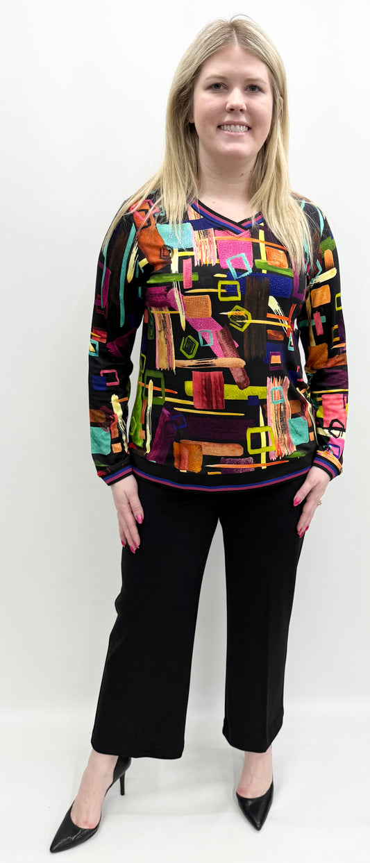 Ali Miles #A45606TM Abstract Multi Knit Popover