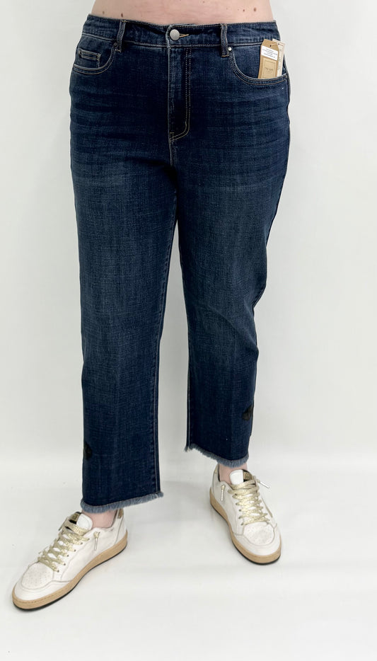 Tru-Luxe #T45102PM Dk Indigo Straight Leg Bow Detail Jean