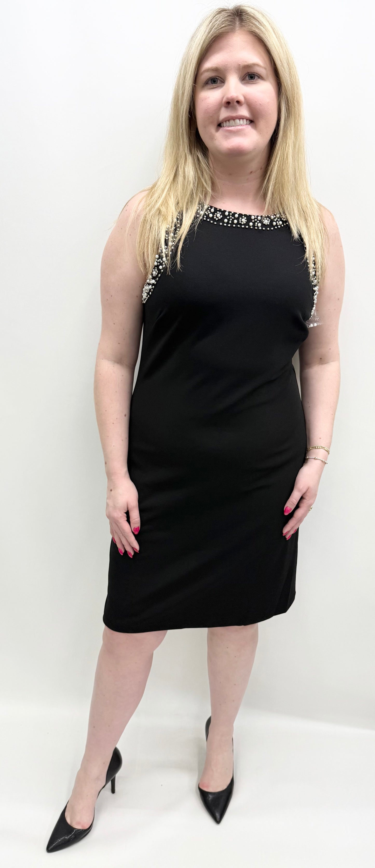 Karen Kane #4L90300 Black Embellished Shift Dress