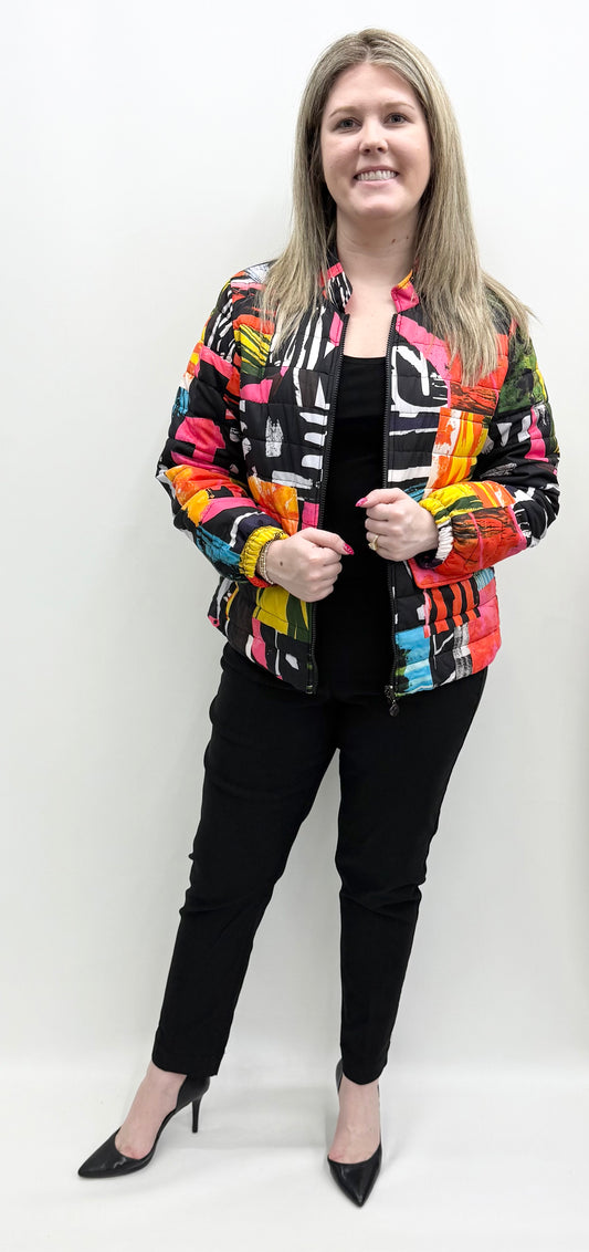 Ali Miles #A45705JM Abstract Reversible Puffer Jacket