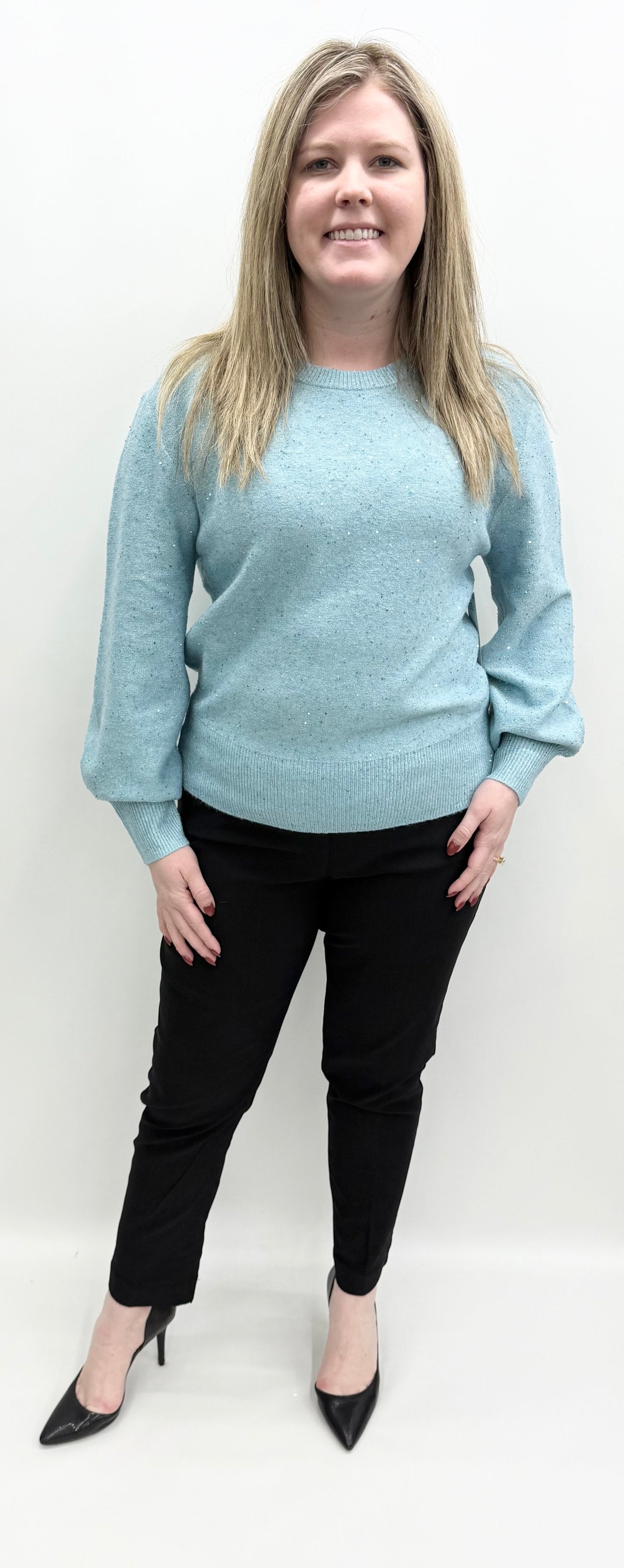 Karen Kane #4L89198 Hidden Gem Sequin Crewneck Sweater