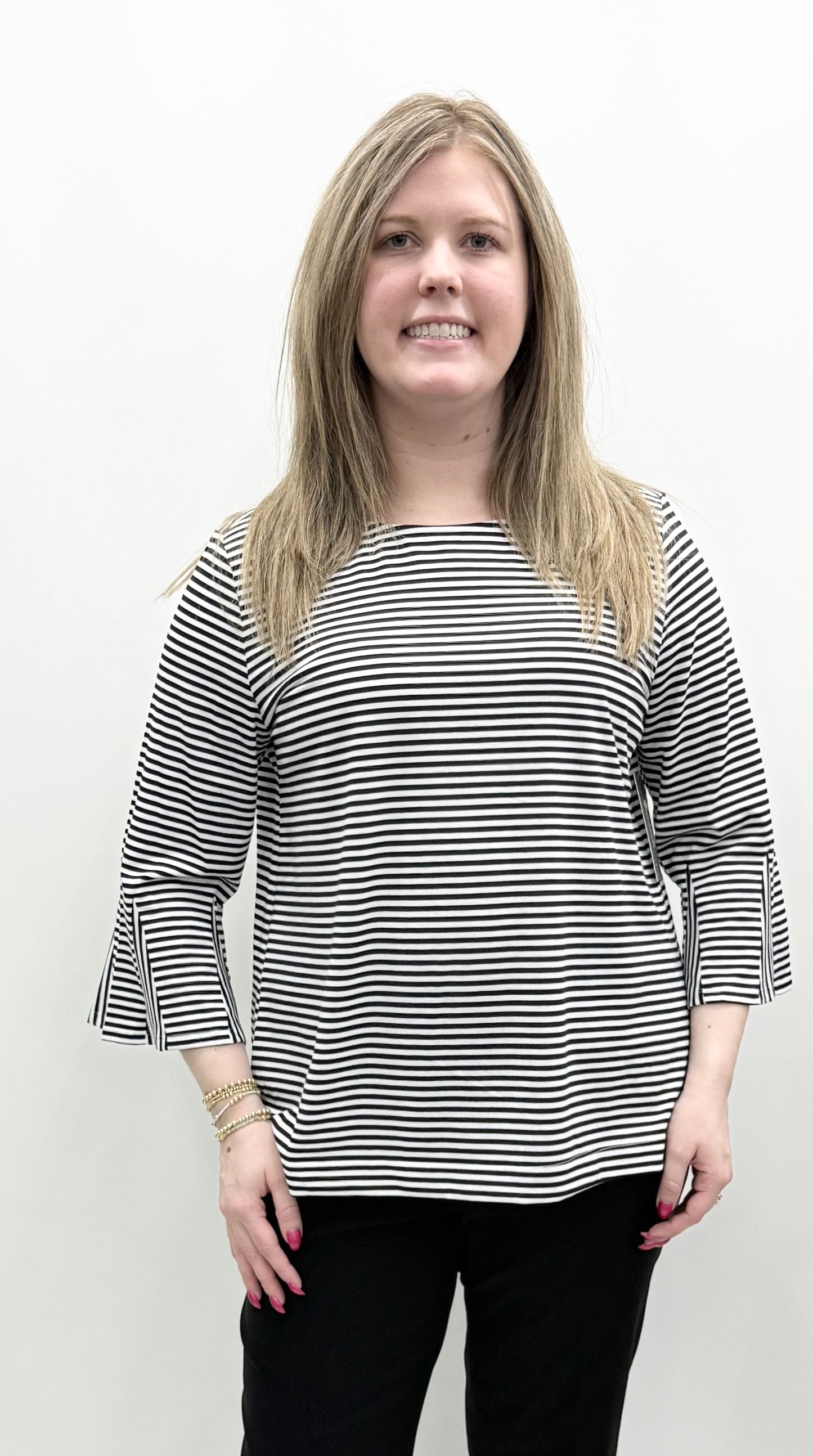 Multiples #M16409TM Black Stripe Top