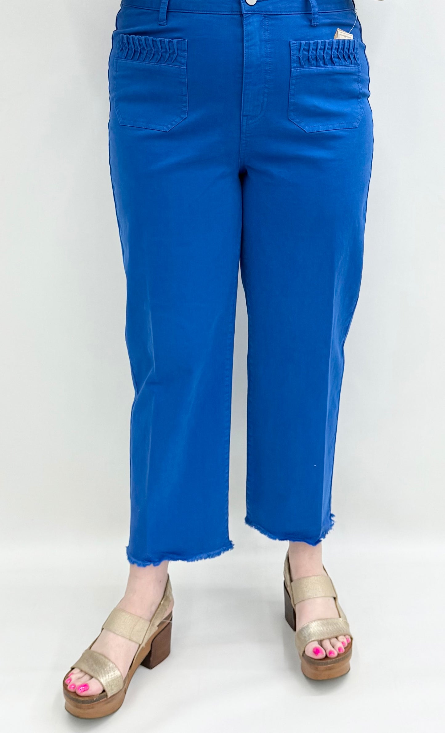 Tru-Luxe Jeans #T15103PM Wide Leg Crop Pleated Patch Pocket