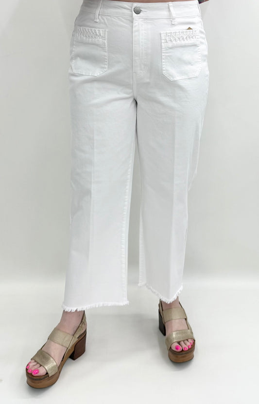 Tru-Luxe Jeans #T15103PM Wide Leg Crop Pleated Patch Pocket