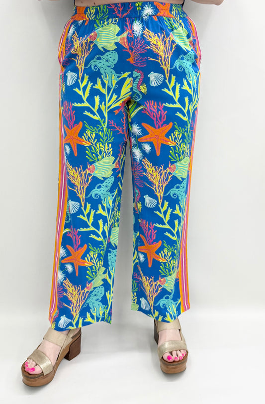 Avani #4526 Azure Blue Coral Reef Pant