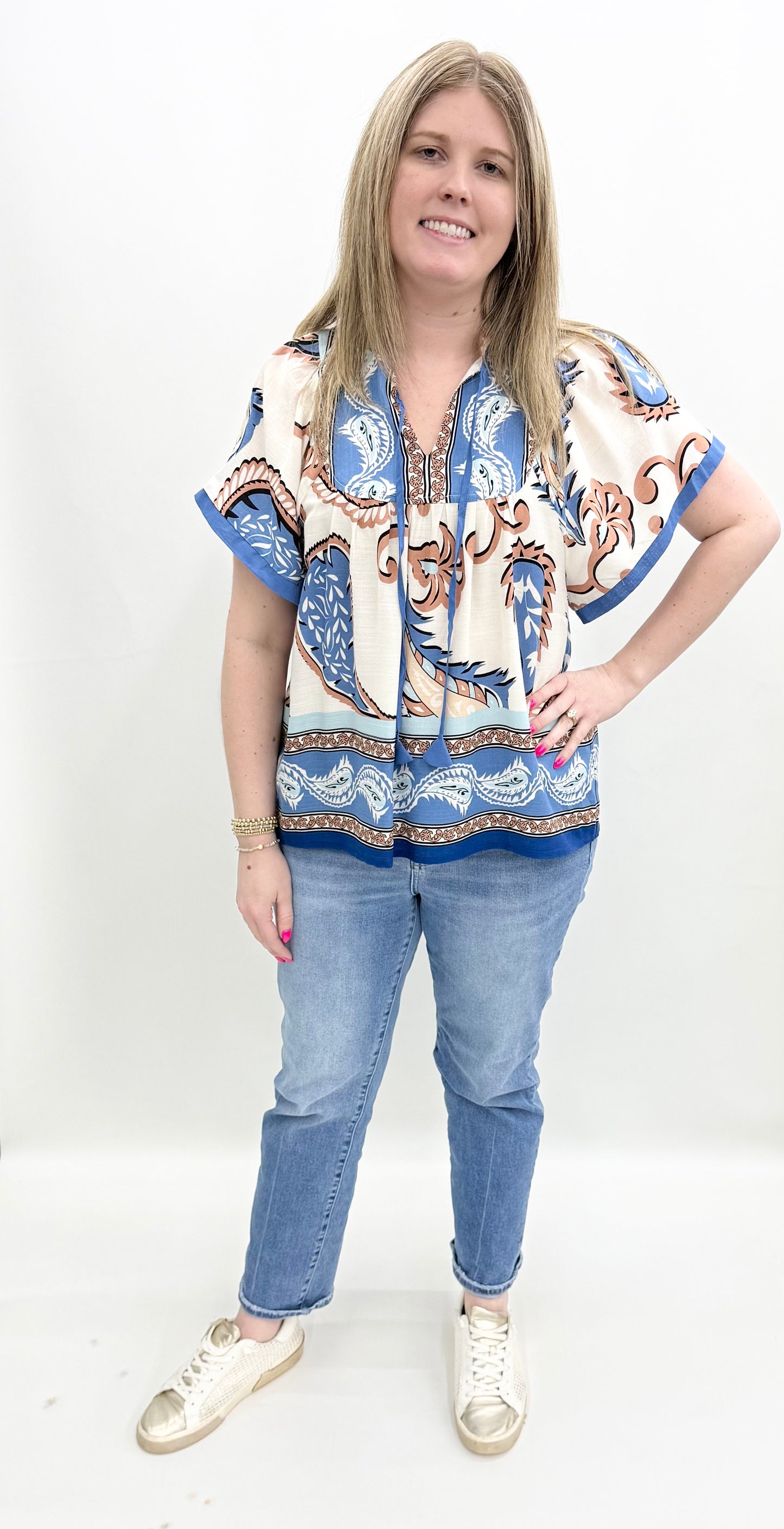 Umgee #K1524 Blue Mix Top