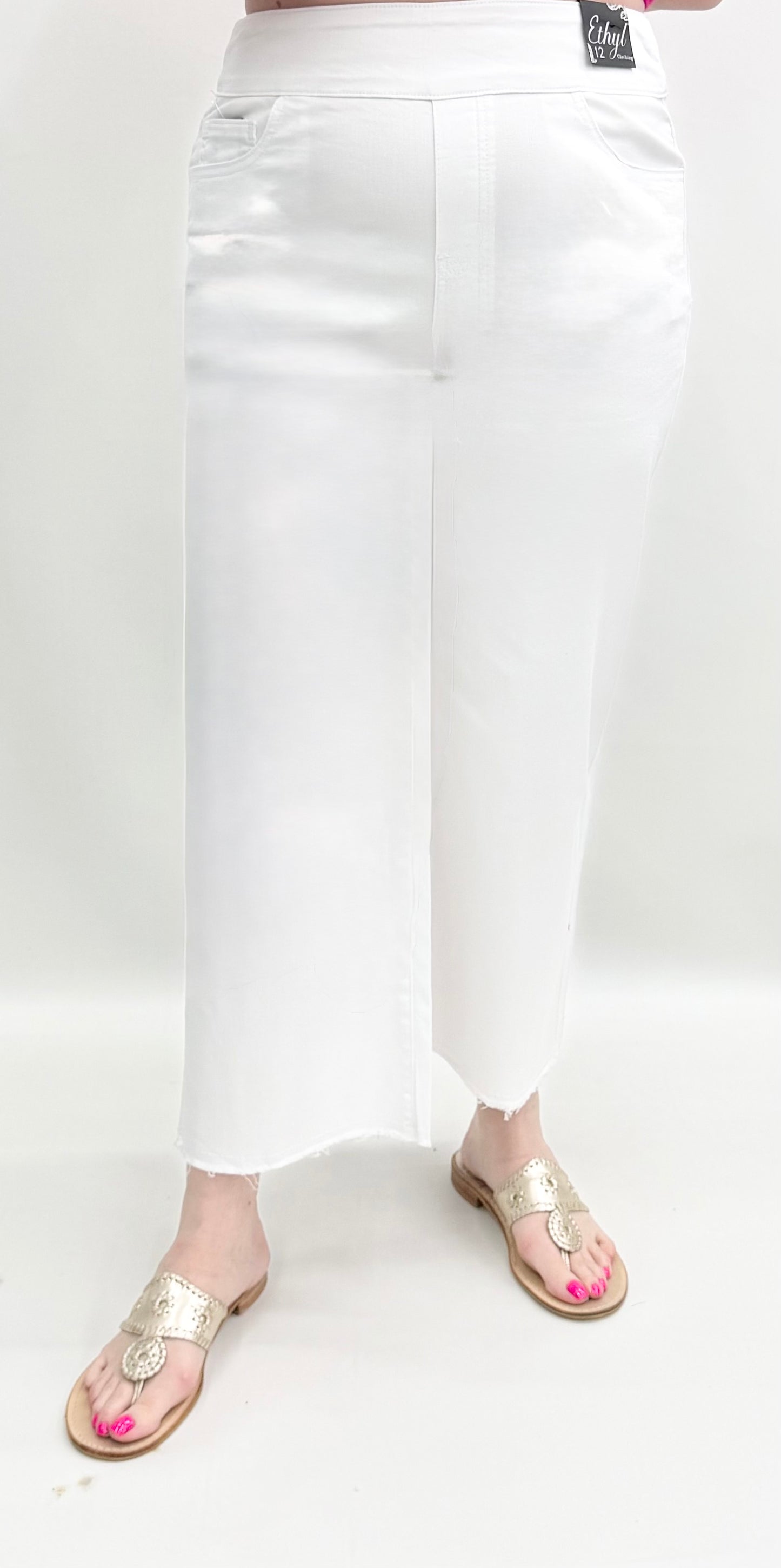 Ethyl #P61WHBN White Wide Leg Ankle Pant