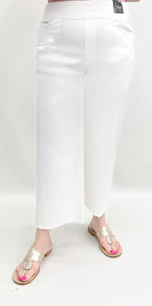 Ethyl #P61WHBN White Wide Leg Ankle Pant