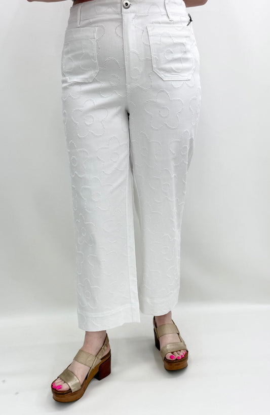 Habitat #51276 White Etched Flower Crop Jean