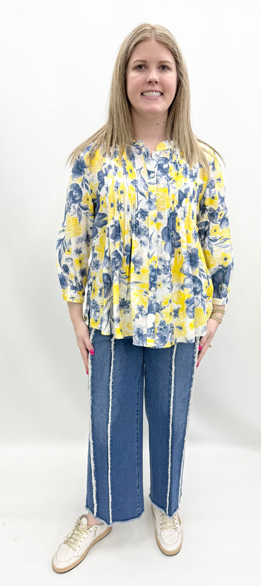 Multiples #M16511BM Multi Tuck Print Woven Shirt