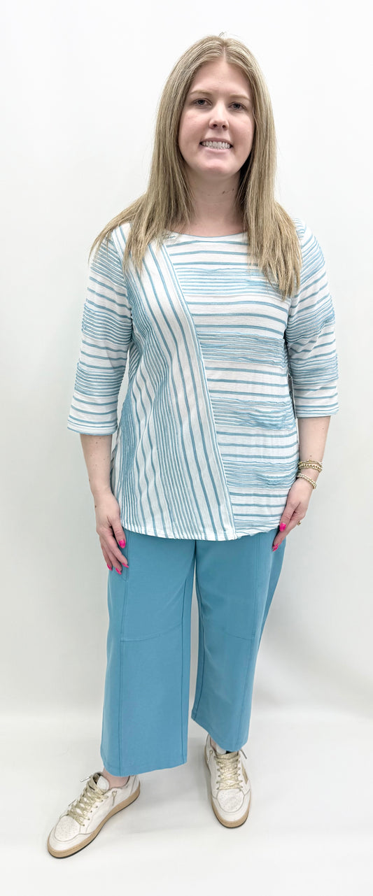 Habitat #16629 Dewdrop 3/4 Sleeve Stripe Top