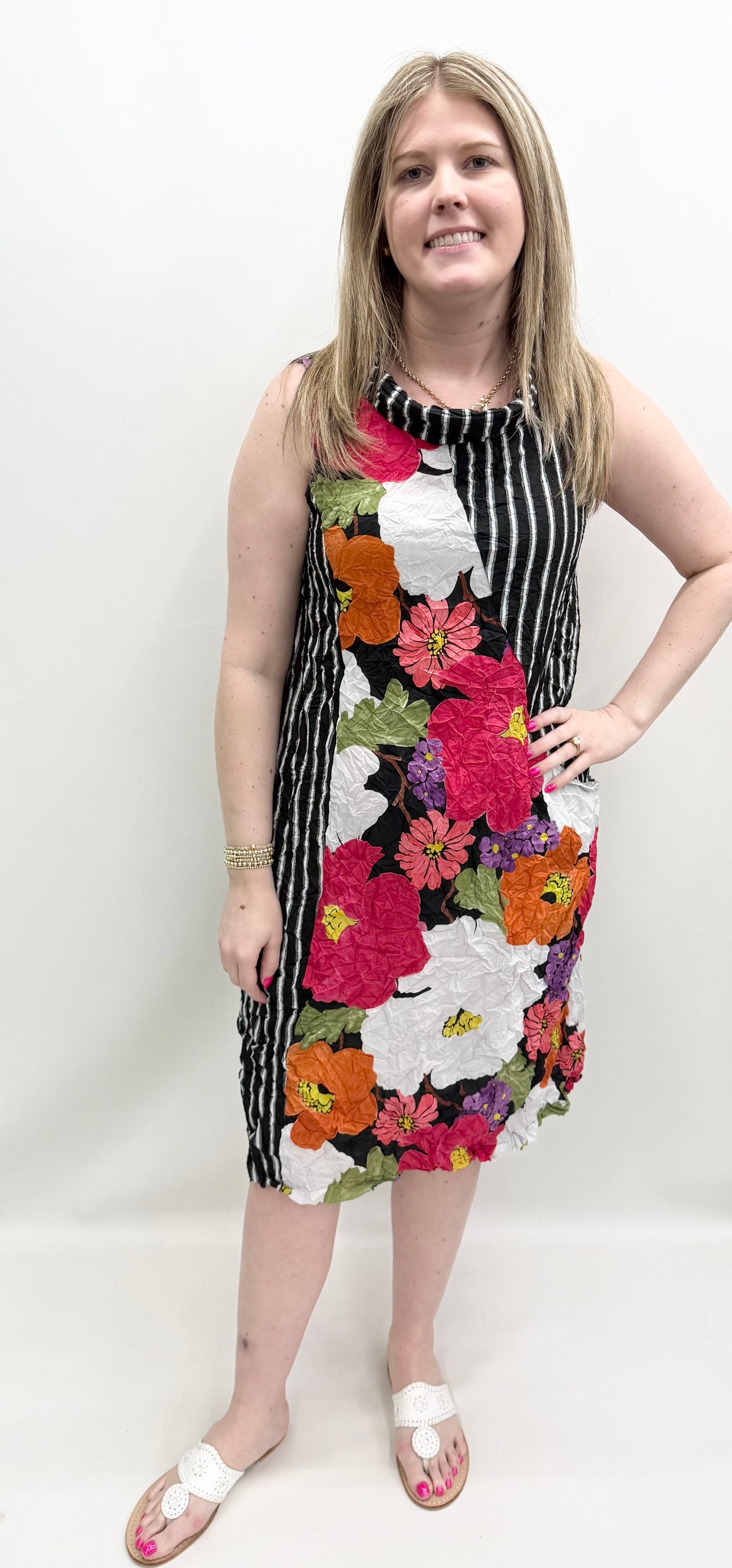 Olivia by Habitat #119550 Crimped Crepe Mix Easy Cowl Dress