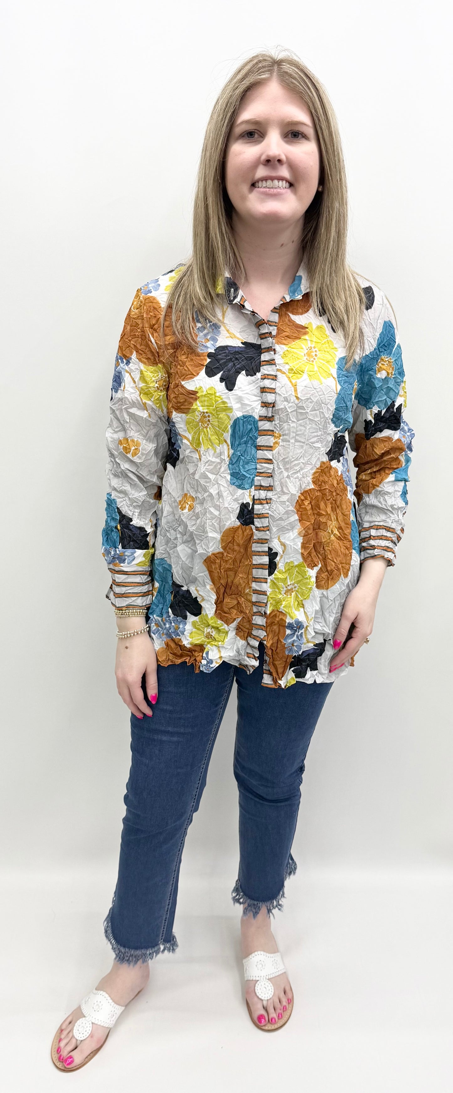 Olivia by Habitat #119128 Crimped Crepe Mixed Shirt