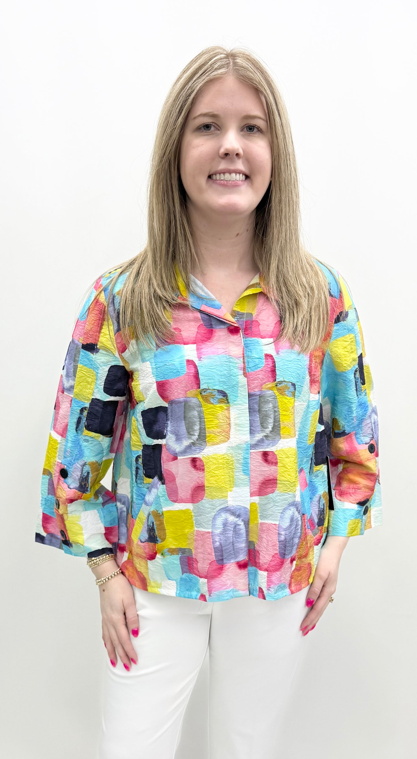 Olivia by Habitat #541121 Rayon Crinkle Multi Big Shirt