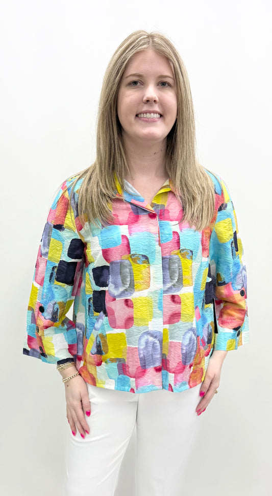 Olivia by Habitat #541121 Rayon Crinkle Multi Big Shirt
