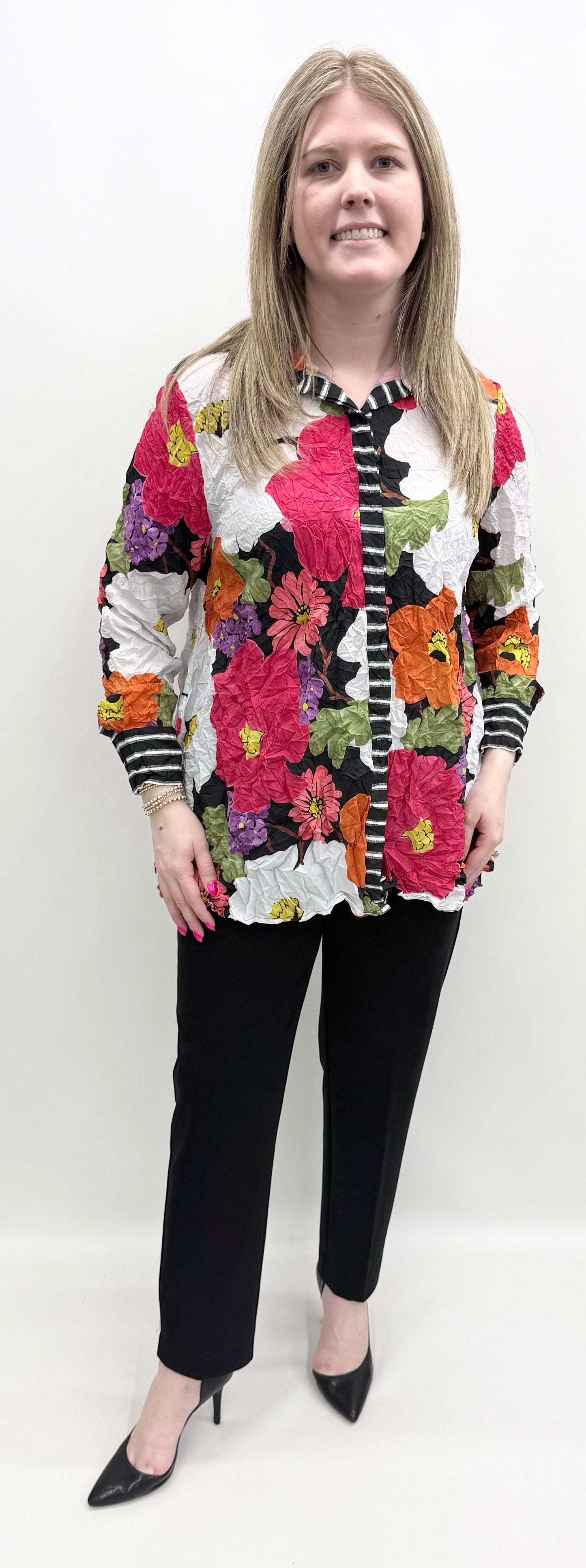 Olivia by Habitat #119128 Crimped Crepe Mixed Shirt