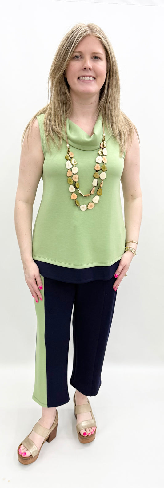 Pure Essence #625-8068 Navy/Sage Top