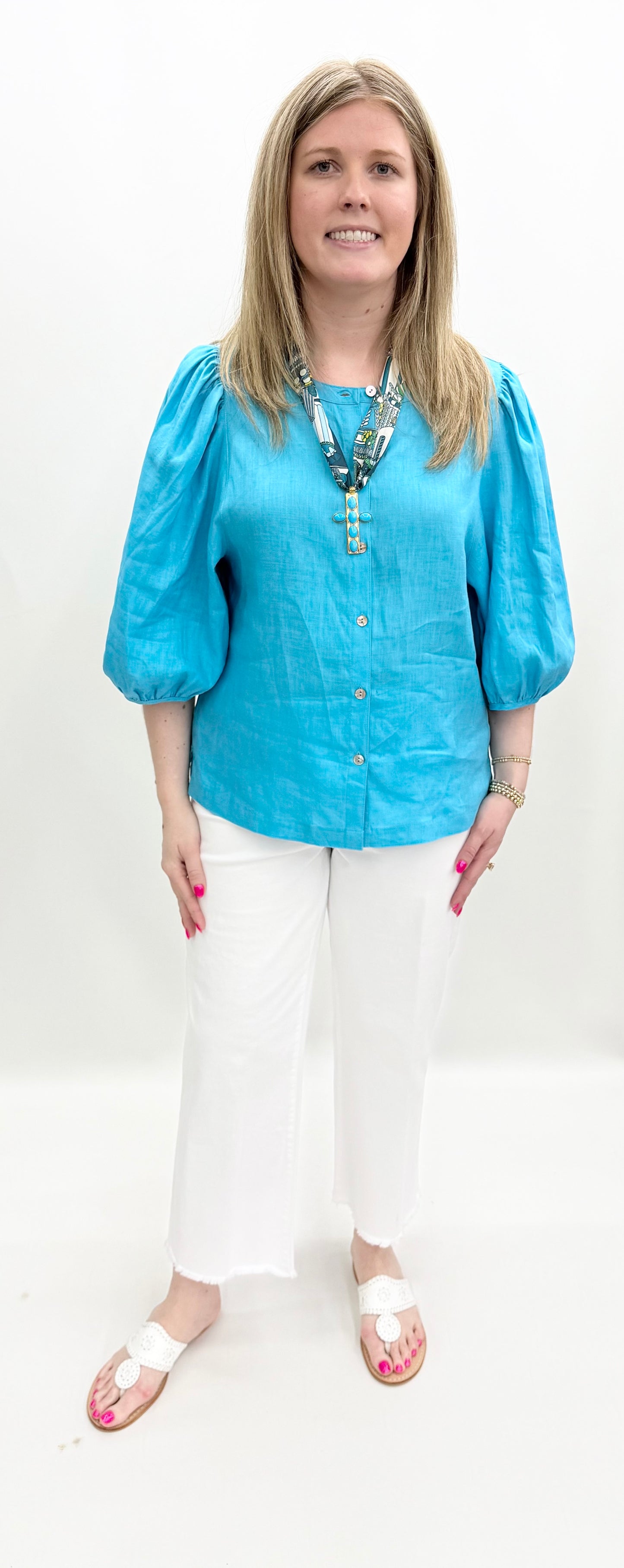 John Mark #J56132BM Soft Turquoise Top