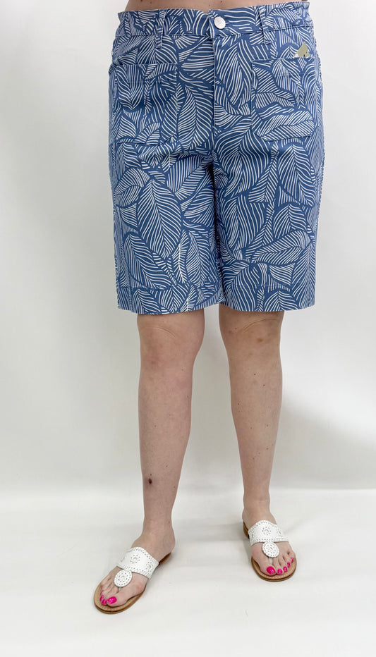 A'la Carte #L16425WM Blue Patch Pocket Fly Front Shorts