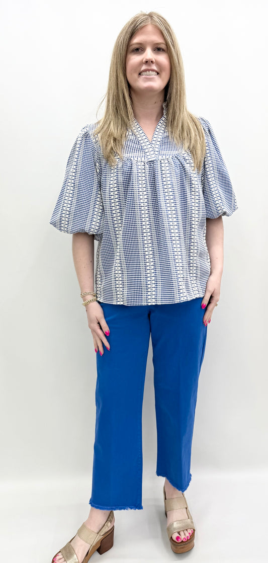 Tru-Luxe #T26229BM Blue Top