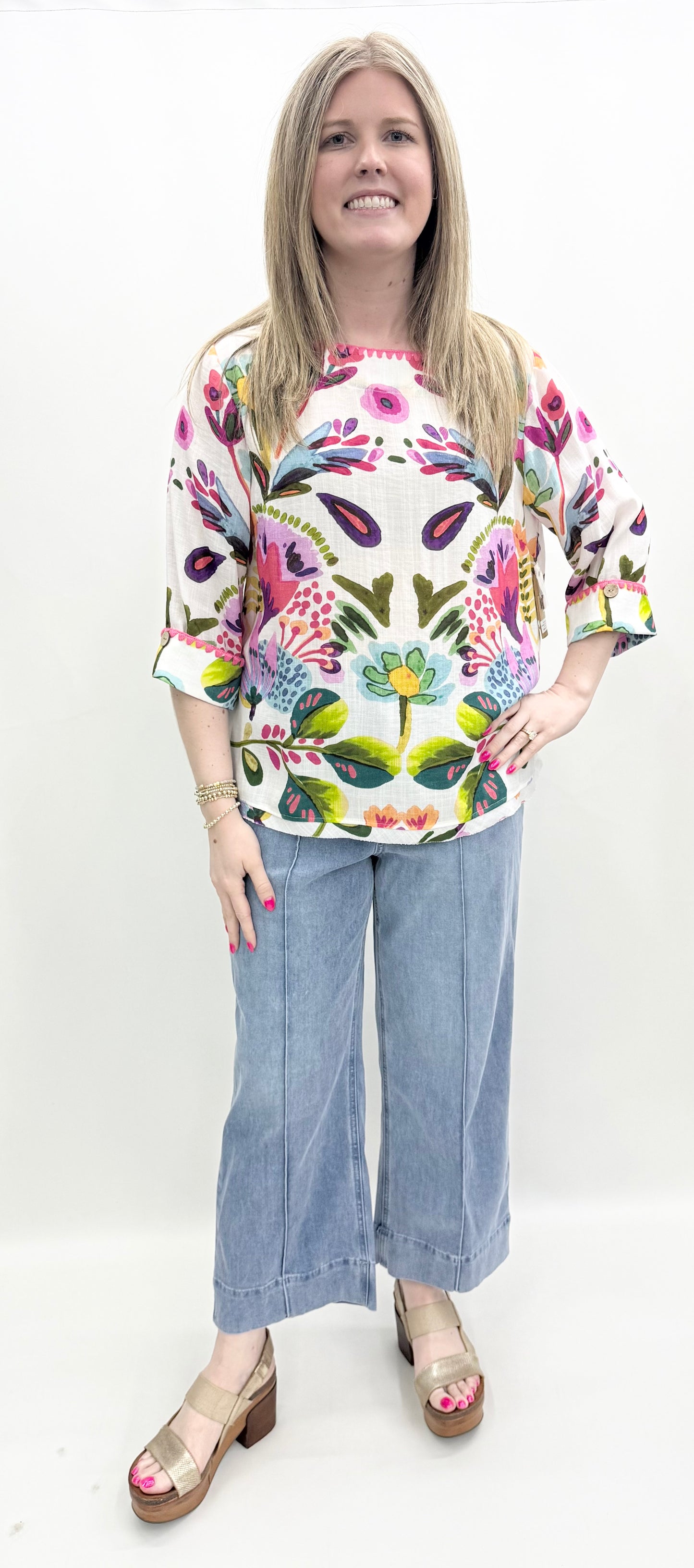 Tru-Luxe #T26230BM Floral 3/4 Sleeve
